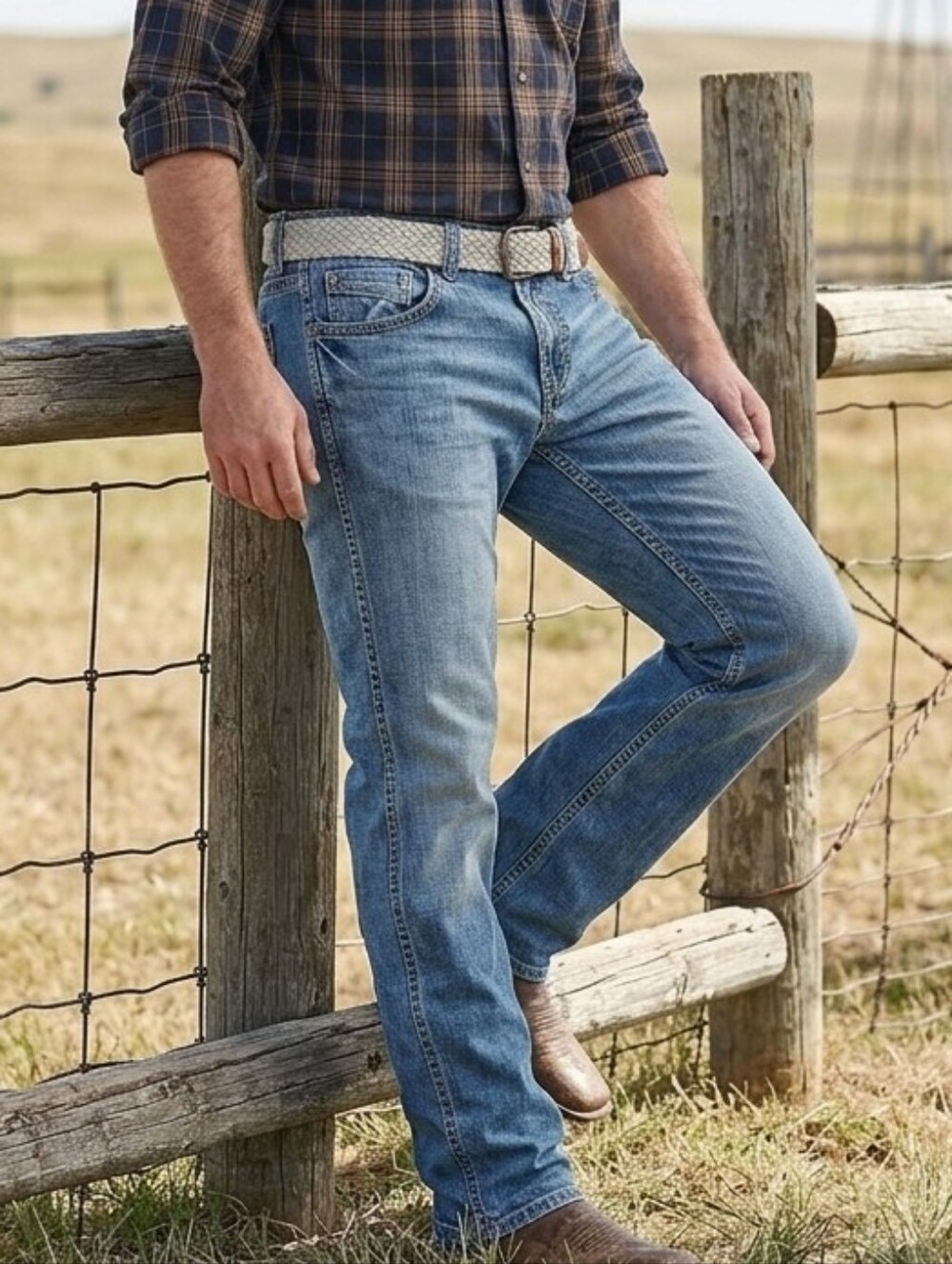 NWT Men's Belted Boot Cut Jeans